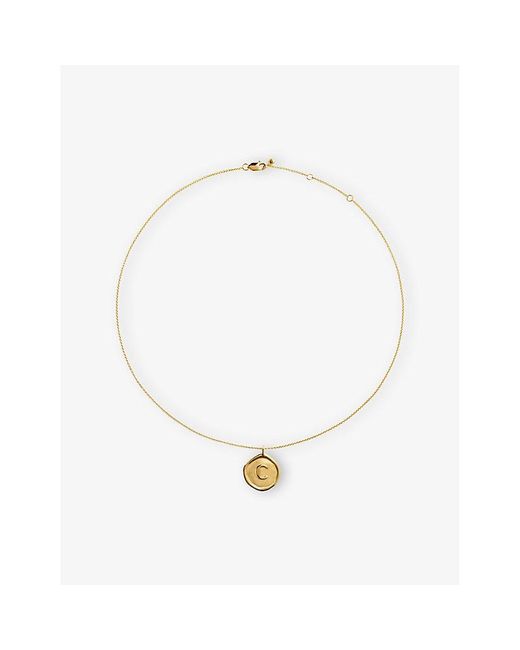 Monica Vinader White Initial C Stamp 18Ct Vermeil Necklace