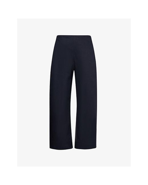 Bottega Veneta Blue Wide-leg High-rise Cotton-twill Sailor Trousers