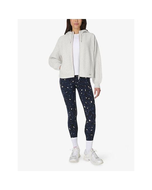 Sweaty Betty White Premium Brushed Zip-Through Cotton-Jersey Hoody