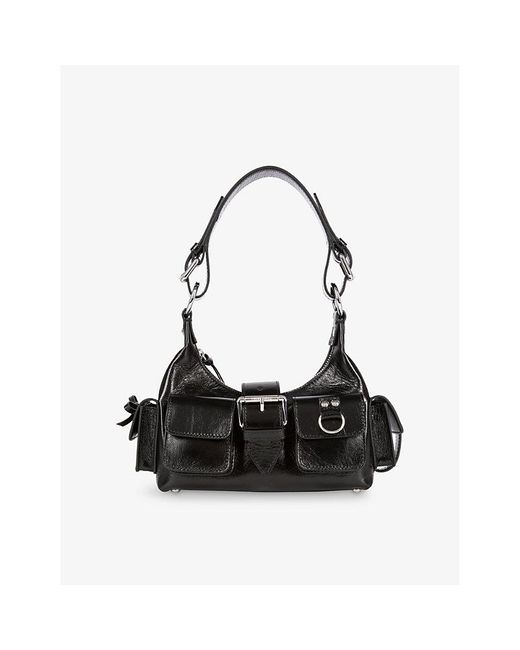 The Kooples Black Amelia Multi-Pocket Leather Shoulder Strap