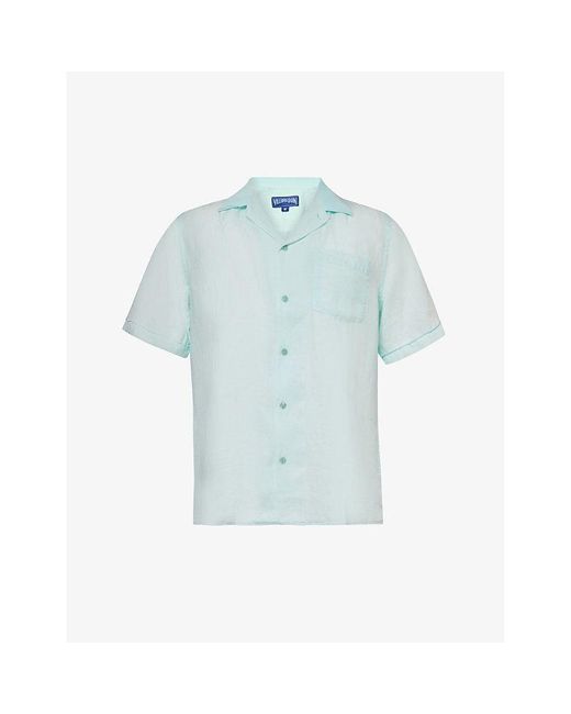Vilebrequin Blue Charli Brand-embroidered Linen Shirt Xx for men