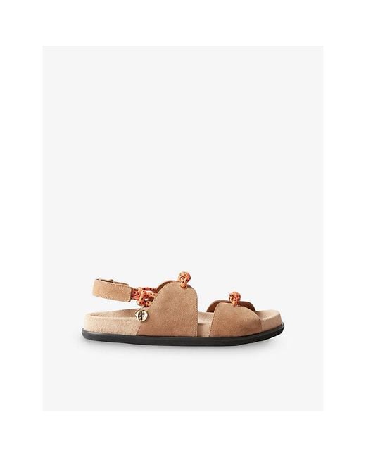 Claudie Pierlot Natural Rope-Trim Suede Sandals