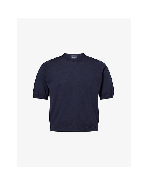 John Smedley Blue X Bill Nighy Short-Sleeve Merino Wool Top for men