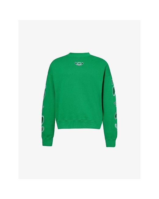 Off-White c/o Virgil Abloh Green Bandana Arrow Graphic-print Cotton-jersey Sweatshirt X for men