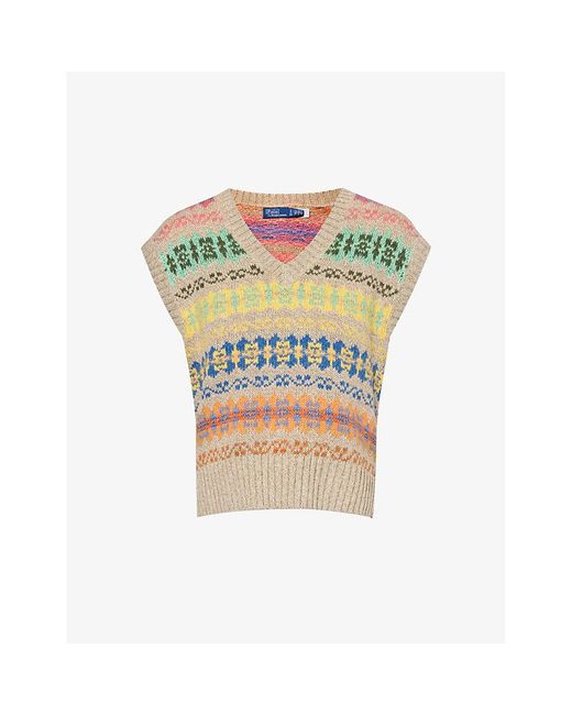 Polo Ralph Lauren Green Fairisle-pattern Knitted Jumper