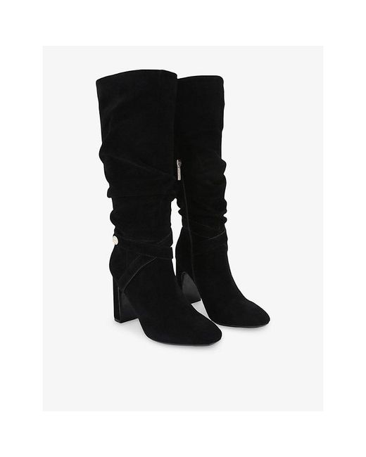 Carvela Kurt Geiger Black Jackpot Slouch Suede Knee-High Boots