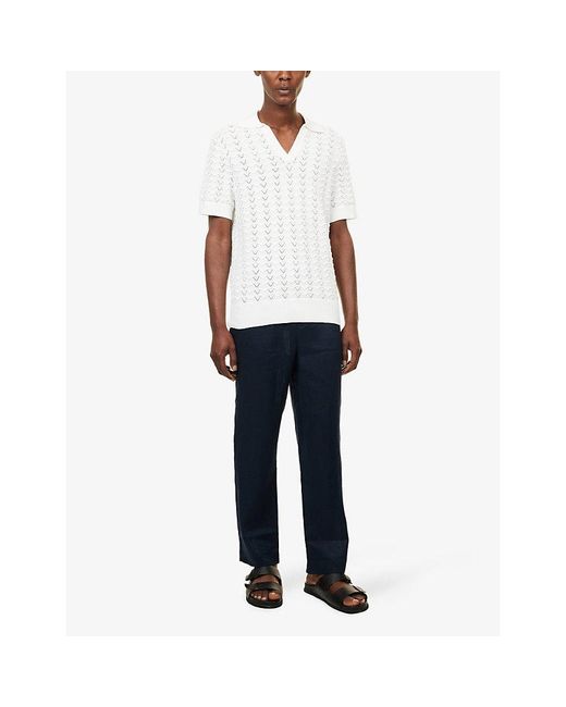 CHE White Ripple Wave Knitted Polo Top for men