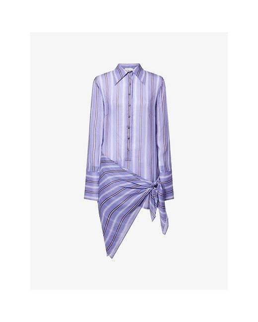 Rat & Boa Purple Nilah Striped Sheer Shirt Dress