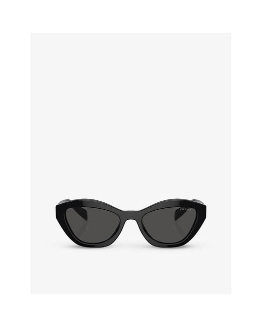 Prada Black Pr A02s Butterfly-shape Acetate Sunglasses