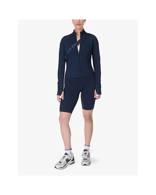 Sweaty Betty Blue All Day Zip-Up Stretch-Woven Jacket