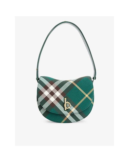 Burberry Green Rocking Horse Check-print Wool-blend Shoulder Bag
