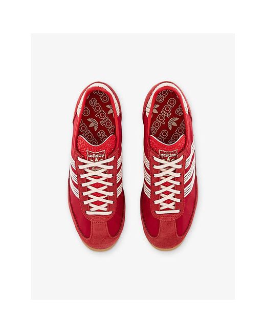 Adidas Red Sl72 Shell And Suede Low-Top Trainers