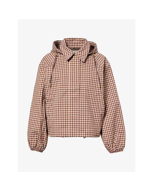 Barbour Pink Audrey Gingham-Check Woven Jacket