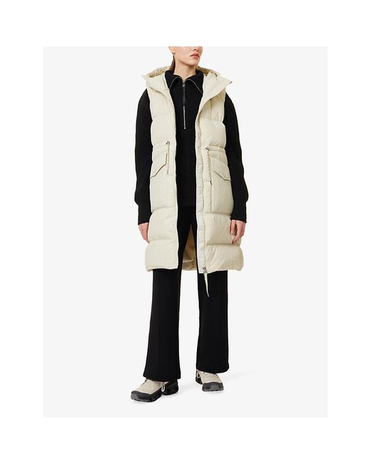 Varley Natural Bone Irving Long Hooded Padded Shell-Down Gilet