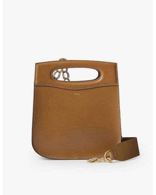 Soeur Brown Cheri Logo-embossed Chain-strap Leather Shoulder Bag
