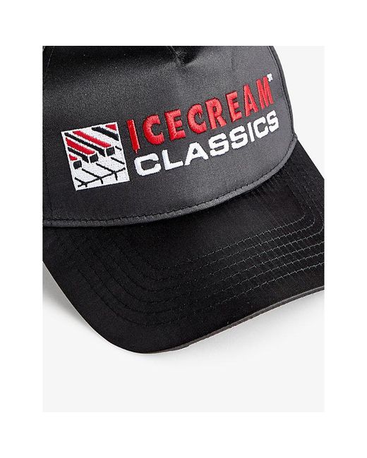 ICECREAM Black Brand-embroidered Satin Trucker Cap for men