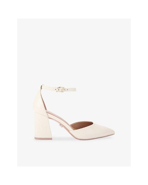 Carvela Kurt Geiger White Refined Wide-Fit Heeled Faux-Leather Courts