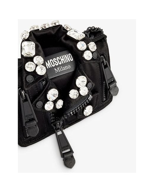 Moschino Black Still Life With Heart Satin Cross-body Bag