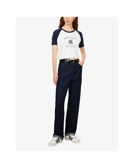 Sporty & Rich Blue For '47 X The New York Yankees Arch Baby Baseball Cotton-Jersey T-Shirt
