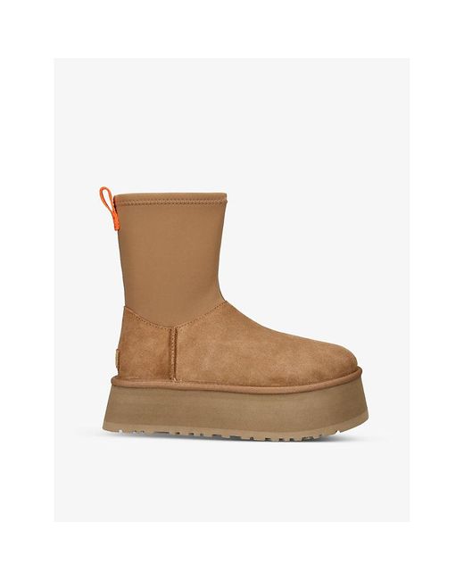 Ugg Brown Classic Dipper Suede And Rubber Boots