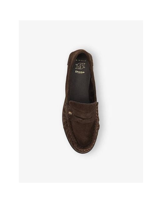 Dune Brown Grisella Wide-Fit Suede Loafers