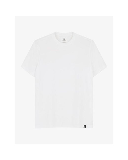 Boggi White Short-Sleeved Branded-Tab Stretch-Cotton T-Shirt for men