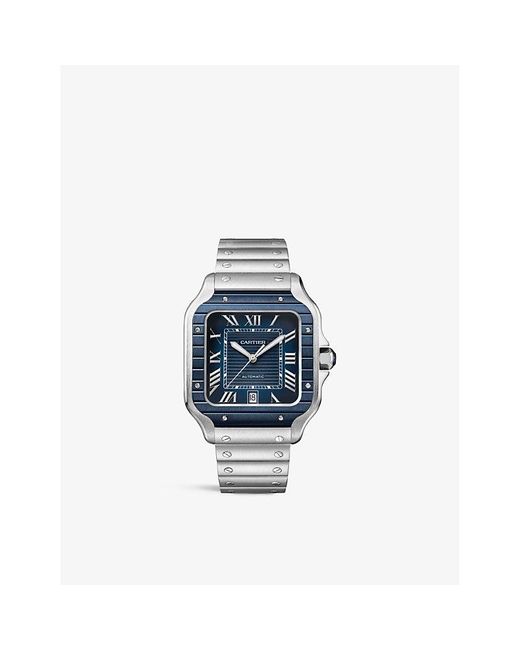 Cartier Santos De Pvd-coated Stainless-steel Automatic Watch in Blue for  Men | Lyst Canada