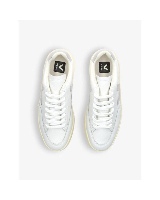 Veja White V-12 Logo-embroidered Low-top Leather Trainers