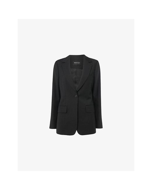 Whistles Black Notch-Lapel Single-Breasted Wool-Blend Blazer