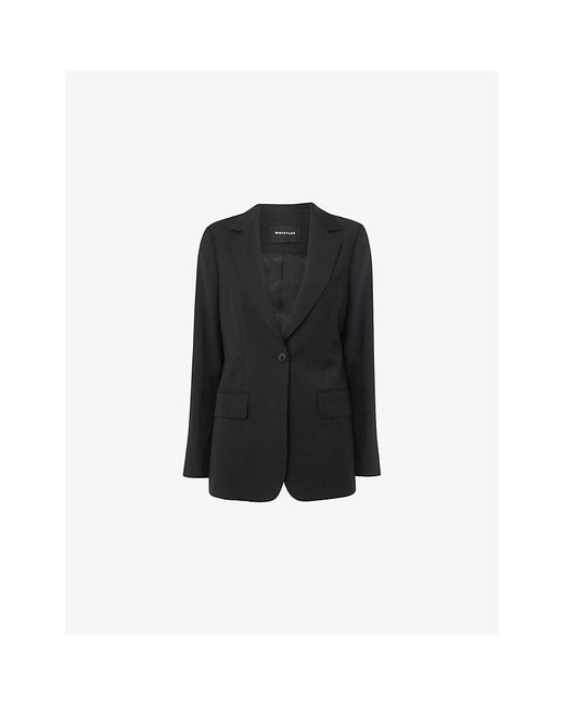 Whistles Black Notch-Lapel Single-Breasted Wool-Blend Blazer