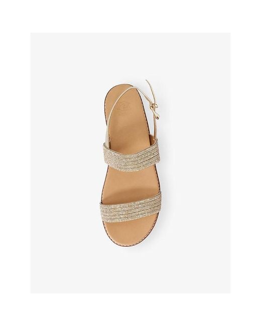 Dune Natural Levia Diamonte Woven Leather Sandals