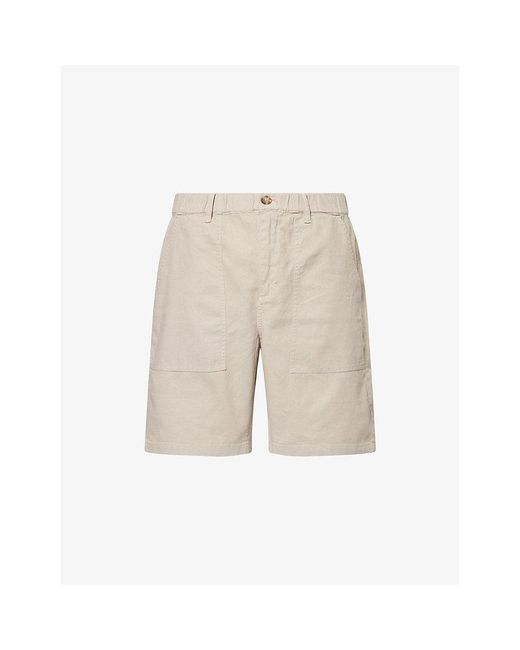 Barbour Natural Patch-Pocket Relaxed-Fit Linen-Cotton Short for men