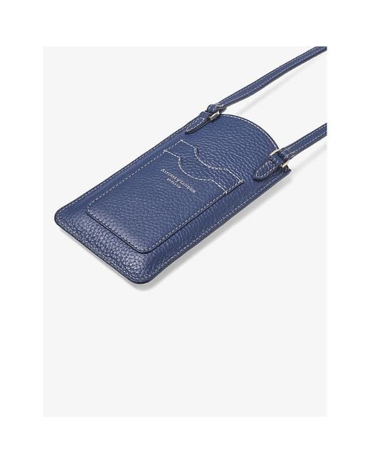 Aspinal Blue London Grained-leather Phone Case