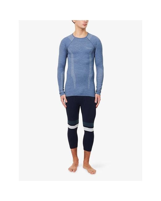 Falke Blue Tech Long-Sleeve Stretch-Wool Blend Top for men