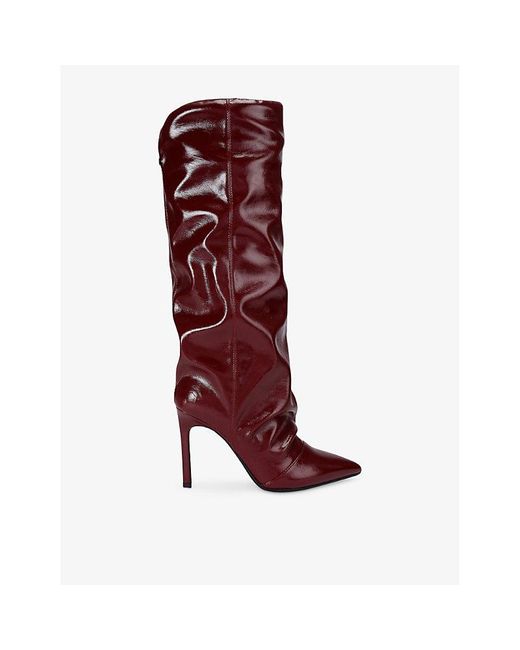 KG by Kurt Geiger Red Frenchy Faux Patent-Leather Heeled Knee-High Boots