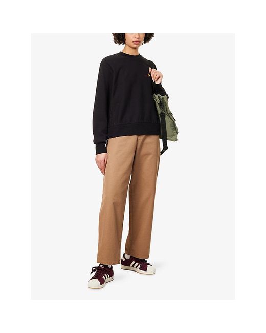 Carhartt Black American Script Logo-Embroidered Cotton-Blend Sweatshirt