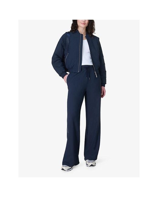Sweaty Betty Blue Explorer Zip-Up Stretch-Woven Bomber Jacket