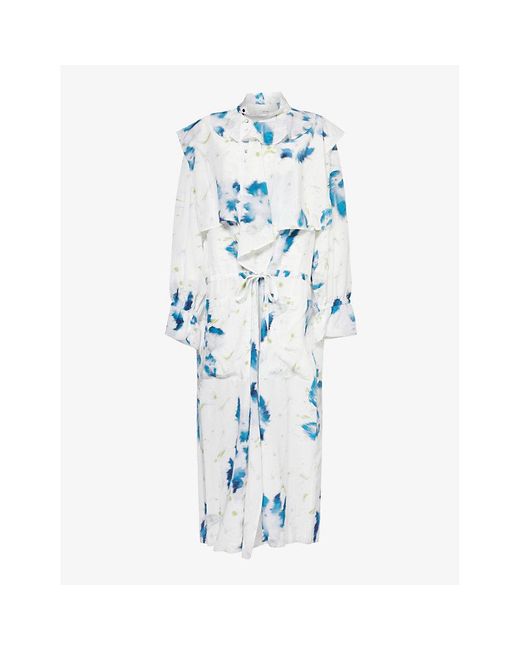 Lemaire Blue Floral-print Relaxed-fit Woven Maxi Dress