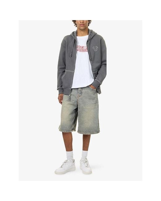 True Religion Gray Mikey Super T Baggy Denim Shorts for men