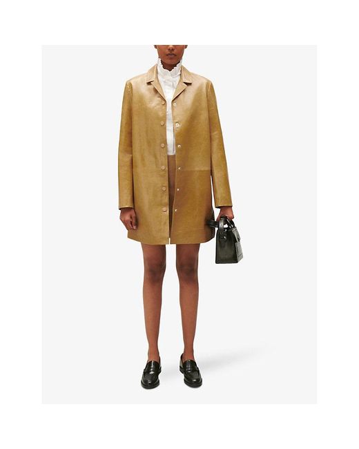 Claudie Pierlot Yellow Notch-lapel Leather Jacket
