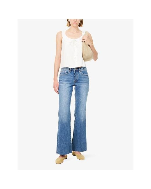 GOOD AMERICAN Blue Vintage Low Relaxed Flare-Leg Denim Jeans
