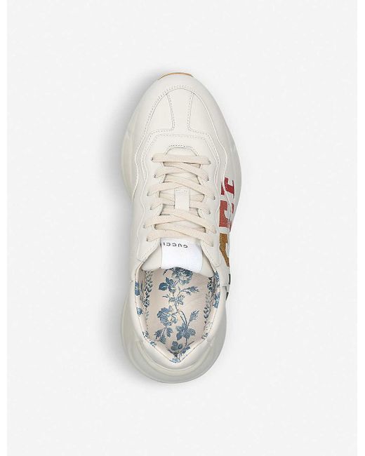 Gucci Womens White Women's Rhyton Logo Leather Trainers 9 - Save 19% - Lyst