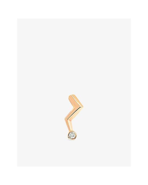 La Maison Du Couturier White Selda Lightning Medium 14Ct Rose- And Diamond Single Stud Earring