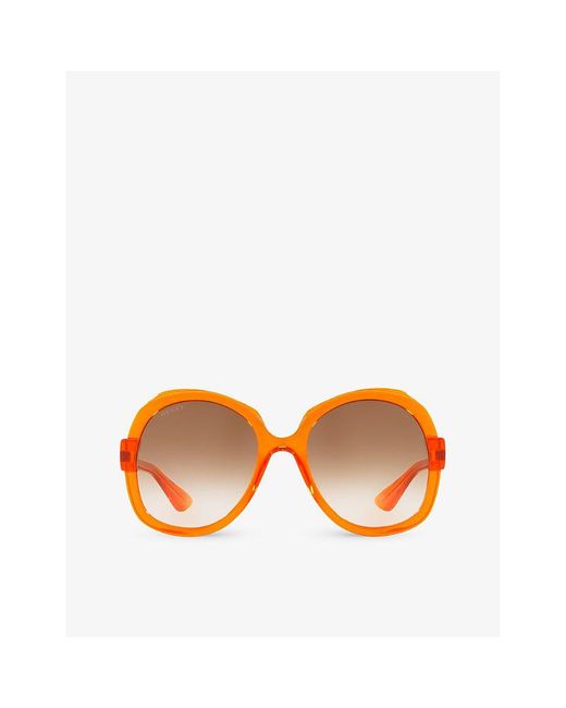 Gucci Orange gg1432s Round-frame Acetate Sunglasses