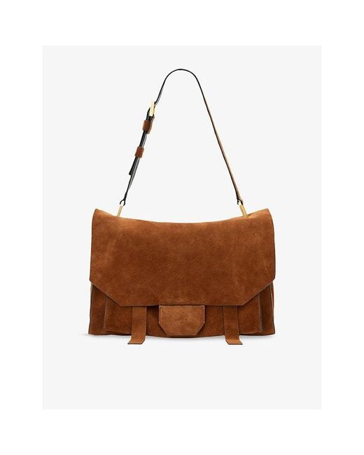 AllSaints Brown Ursa Suede Satchel