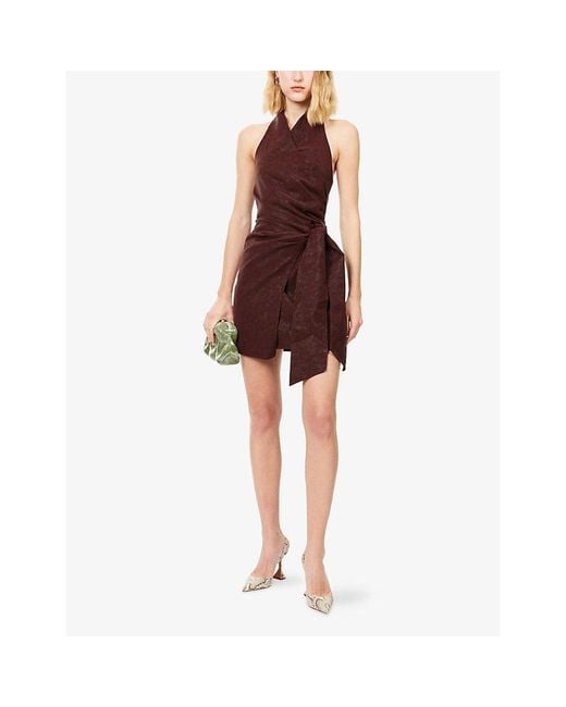 Amy Lynn Red Ingrid Wrap Faux-Leather Mini Dress