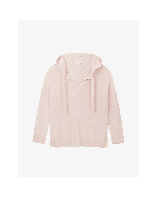 The White Company Pink V-neck Relaxed-fit Cotton-blend Hoody