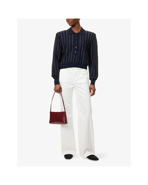 ME+EM White Patch-Pocket Subtle Flared Stretch-Denim Blend Jeans