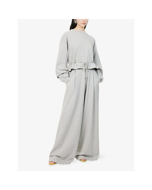 Dries Van Noten Gray Hadium Wide-Leg Cotton Jogging Bottoms