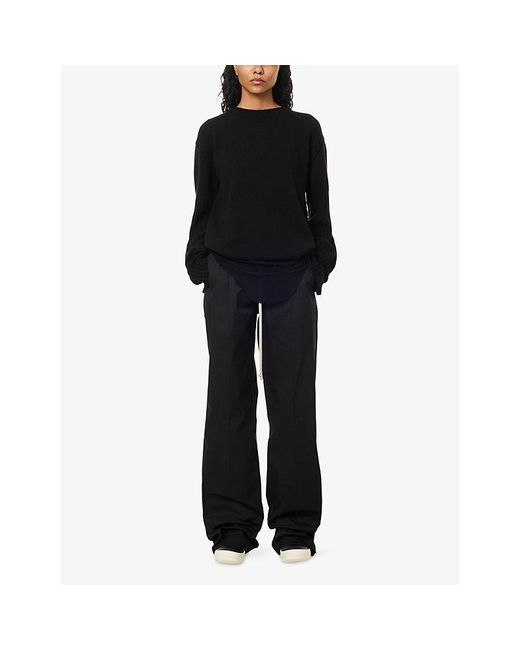 Rick Owens Black Dietrich Drawstring-Waist Stretch-Cotton Trousers for men